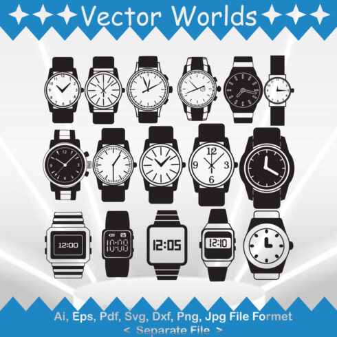 Wrist watch SVG Vector Design cover image.