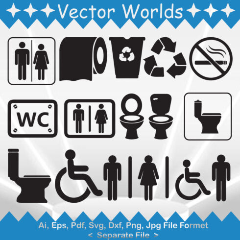 Toilet Sign SVG Vector Design cover image.