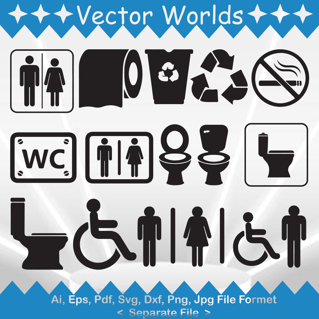 Toilet Sign SVG Vector Design preview image.