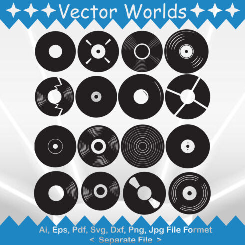 Vinyl Record SVG Vector Design cover image.