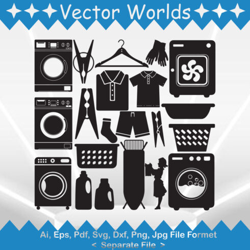 Washing Laundry SVG Vector Design cover image.