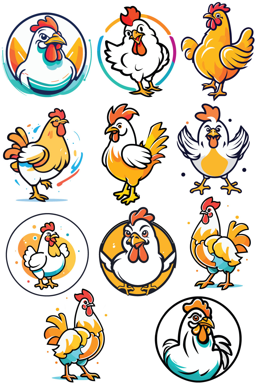 8 set Bundle of Chicken Logo for 4$ Only pinterest preview image.