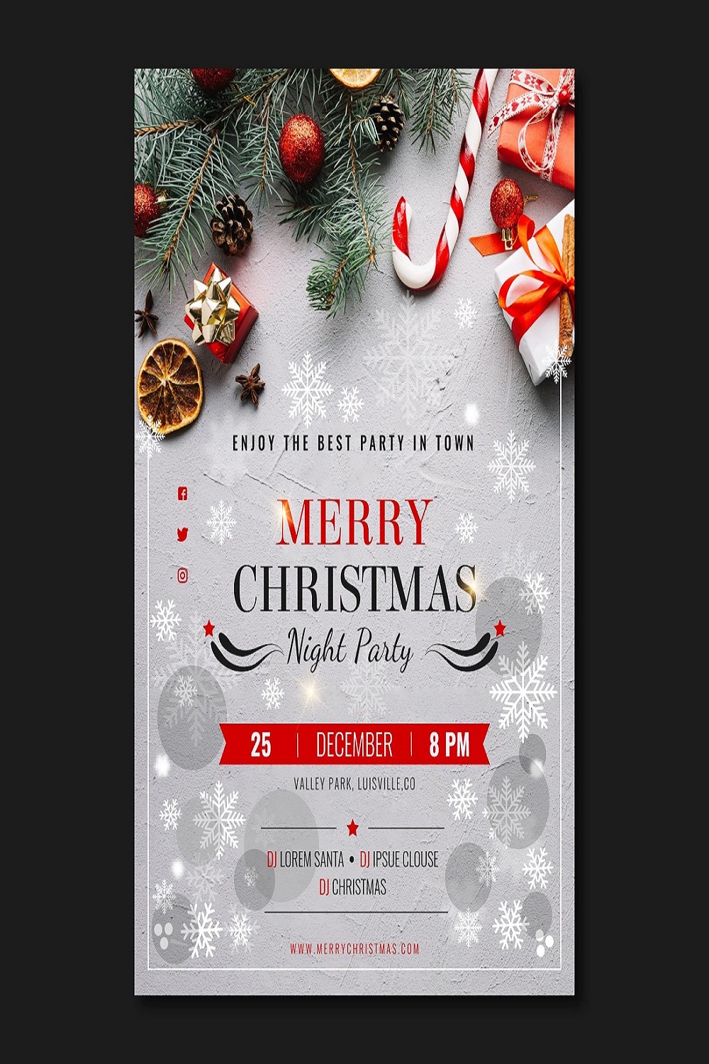 Christmas party poster template pinterest preview image.
