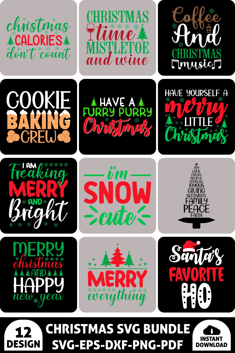 Christmas SVG Bundle pinterest preview image.