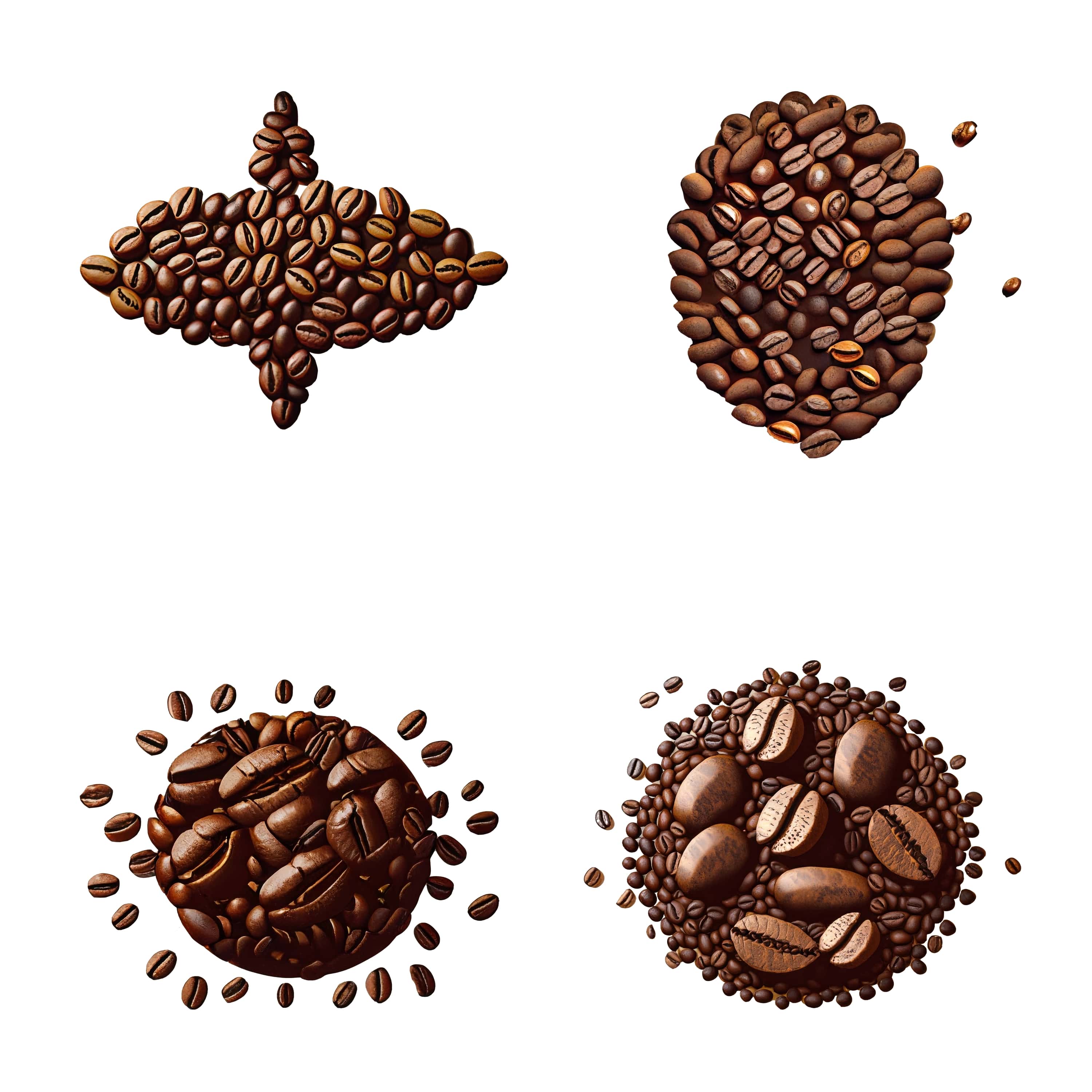 coffee beans set isolated on white background. 231