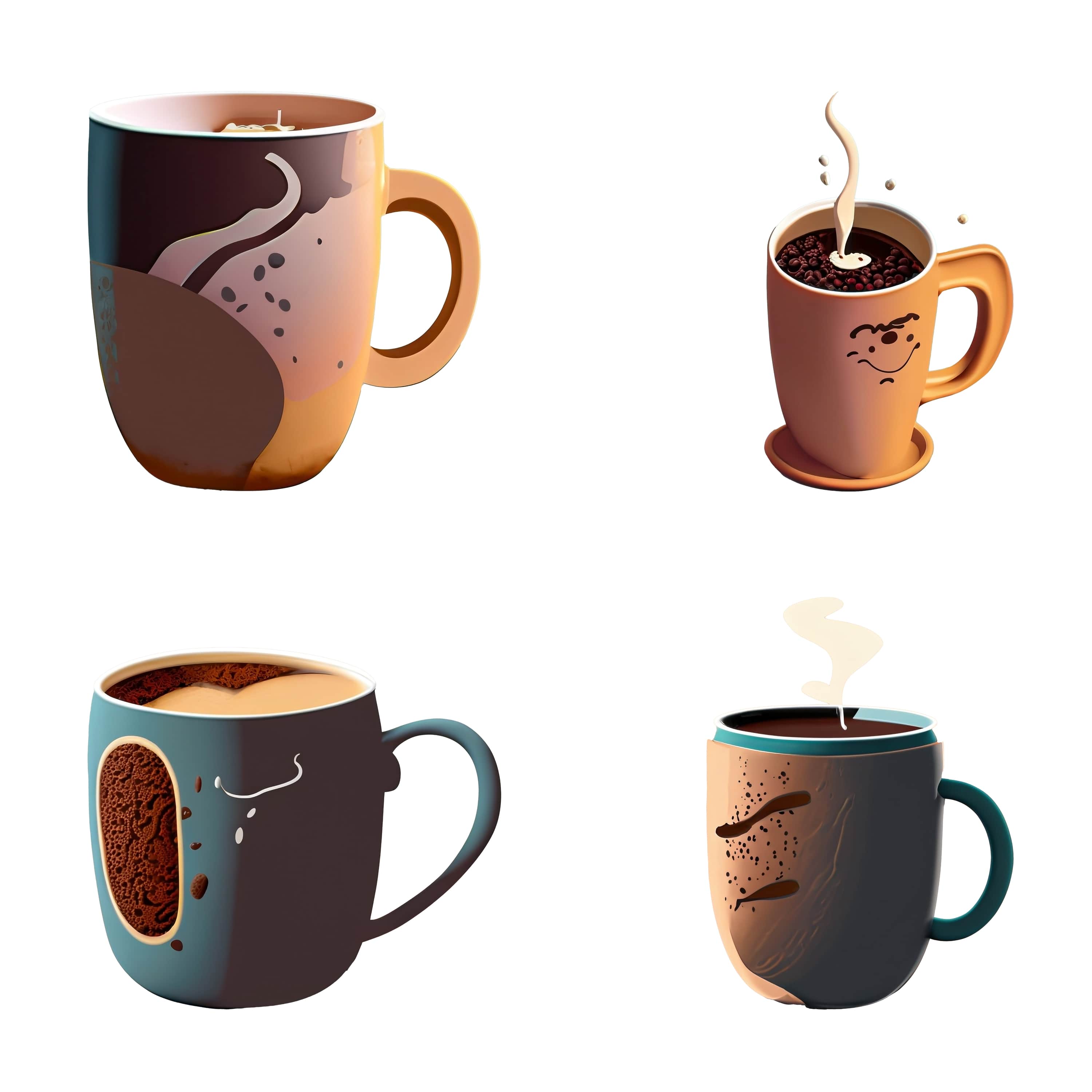 coffee cup mug set. vector illustration isolated on white background. 492