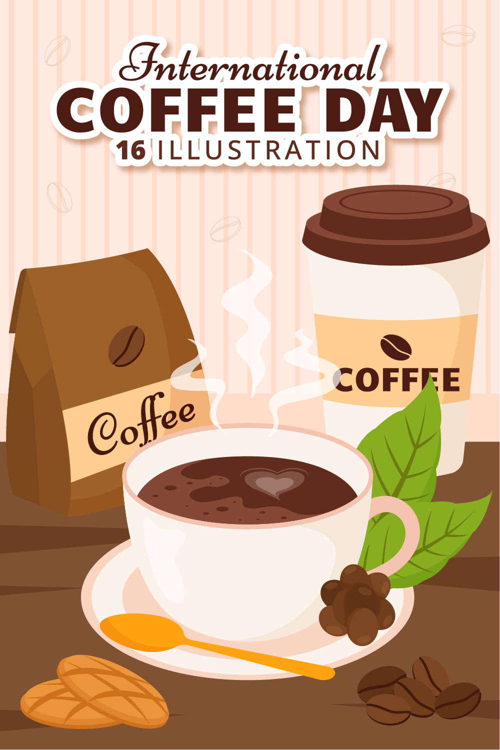16 International Coffee Day Illustration pinterest preview image.