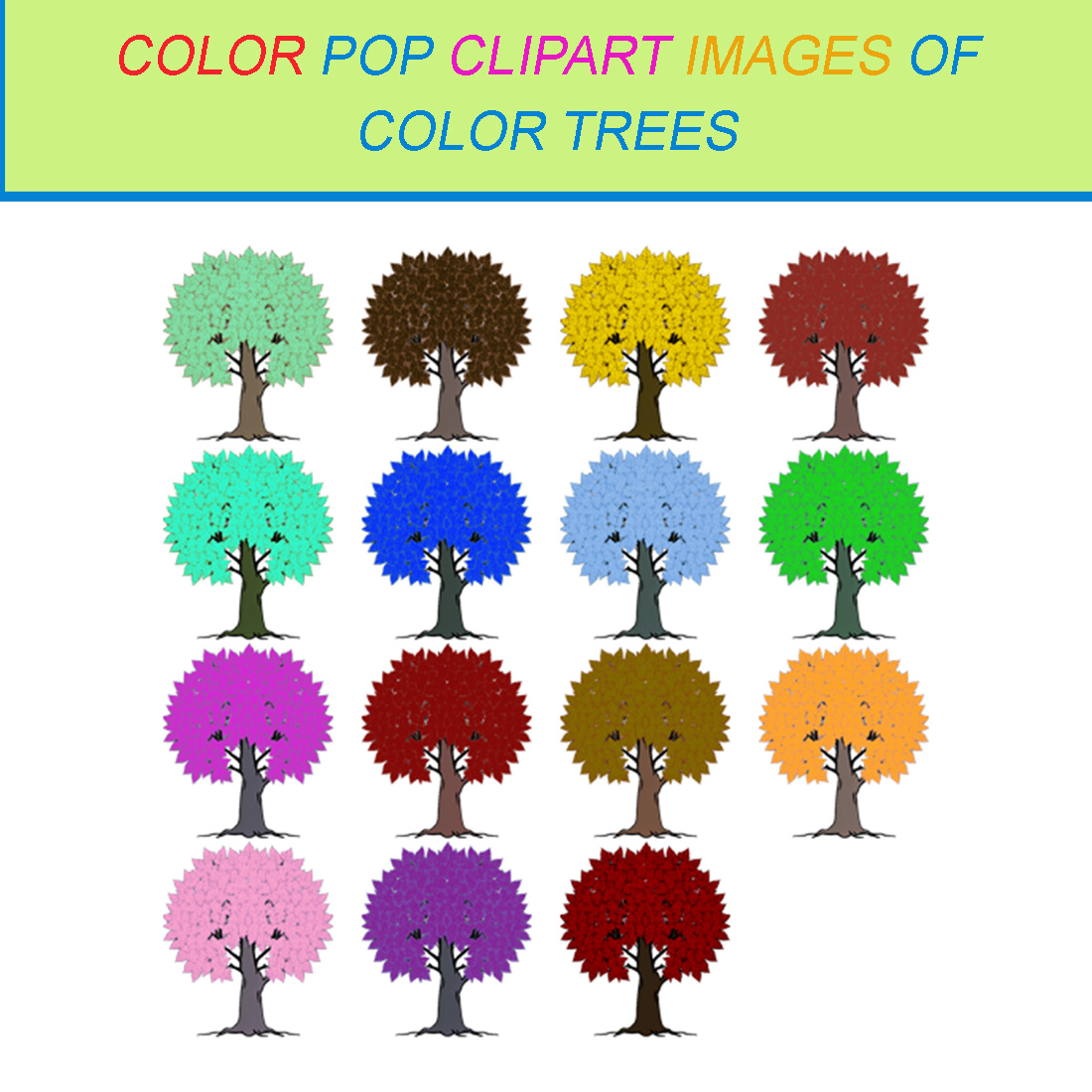 15 COLOR POP CLIPART IMAGES OF COLOR TREES cover image.