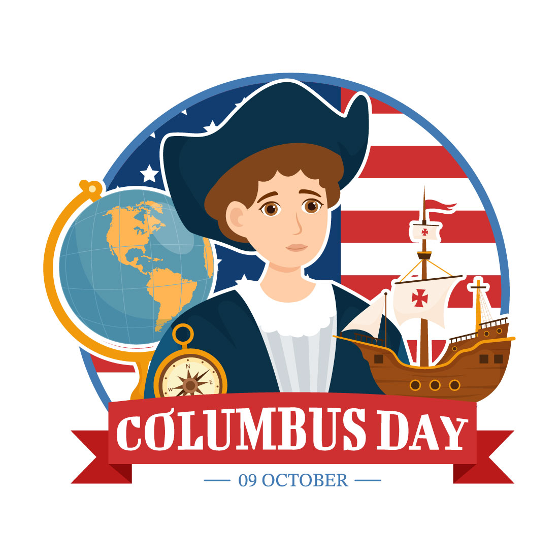 15 Happy Columbus Day Illustration cover image.
