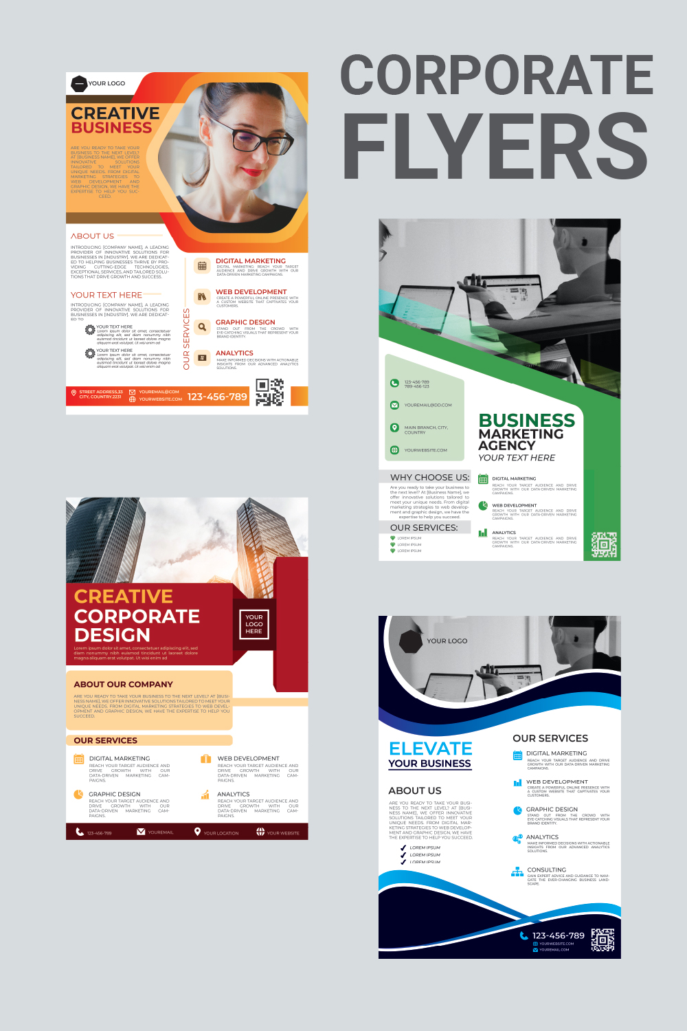 Creative corporate business flyer design templates pinterest preview image.