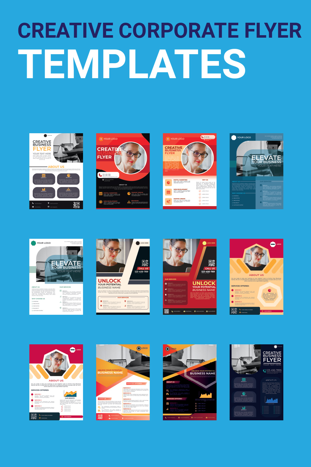 Creative corporate Flyer Templates pinterest preview image.