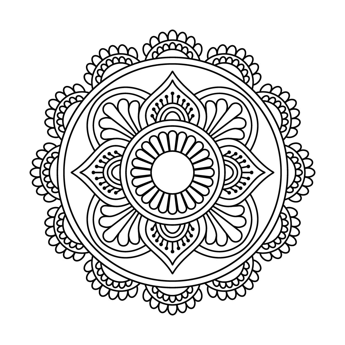 Mandala Coloring Page Flower Design Element for Adult Color Book