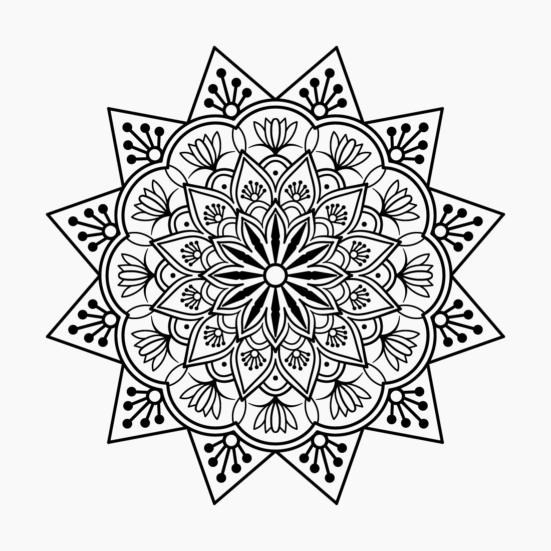 Creative Abstract Ornament Round Mandala Pattern Coloring Book cover image.