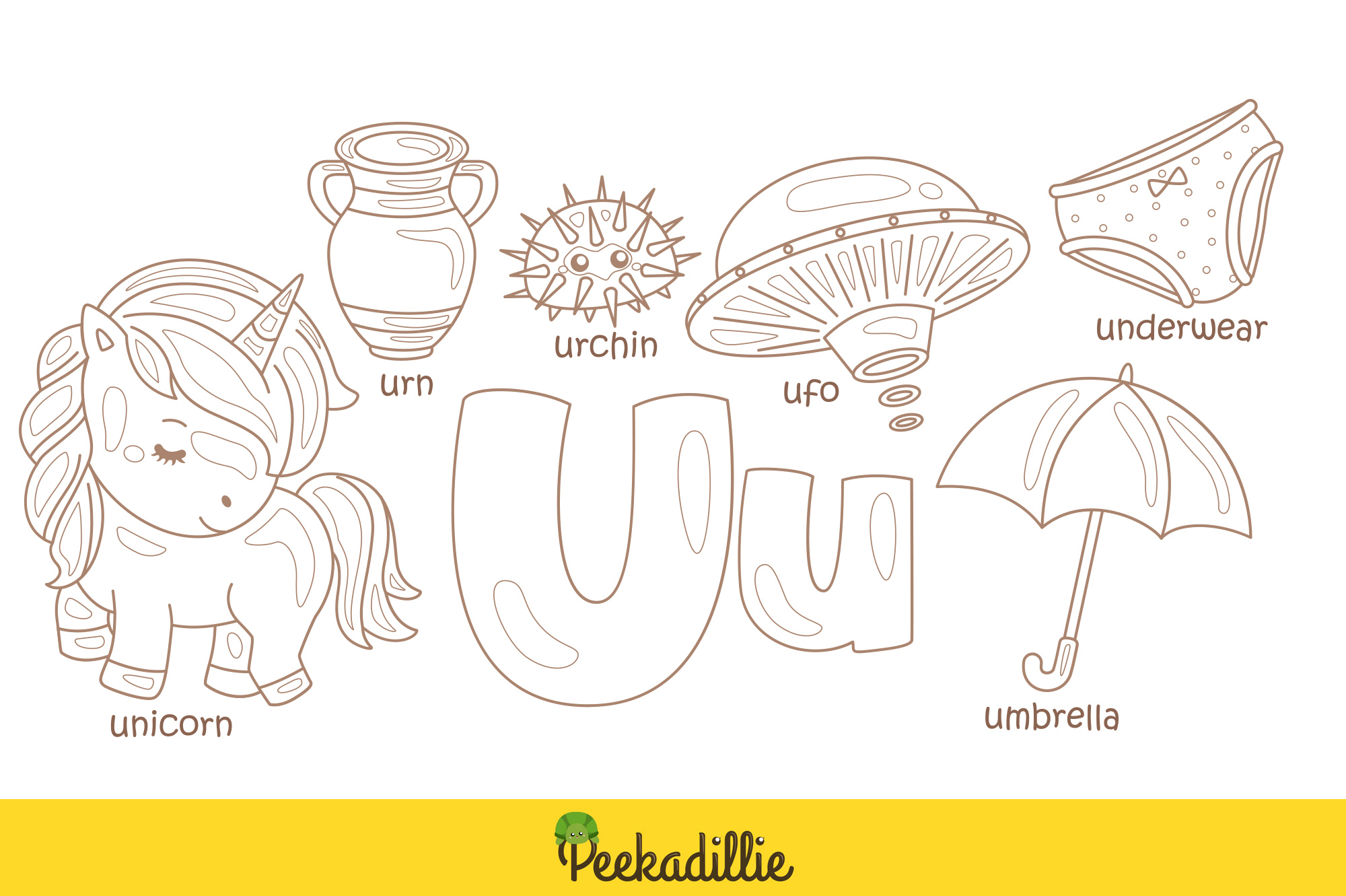 Alphabet U For Underwear Vocabulary School Lesson Cartoon Digital
