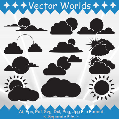 Sun clouds SVG Vector Design cover image.