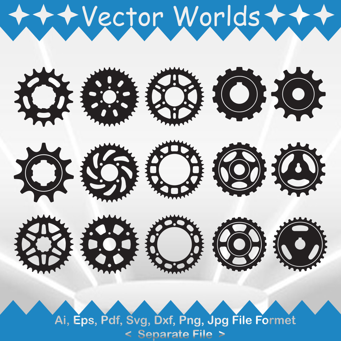 Sprocket Wheels SVG Vector Design preview image.