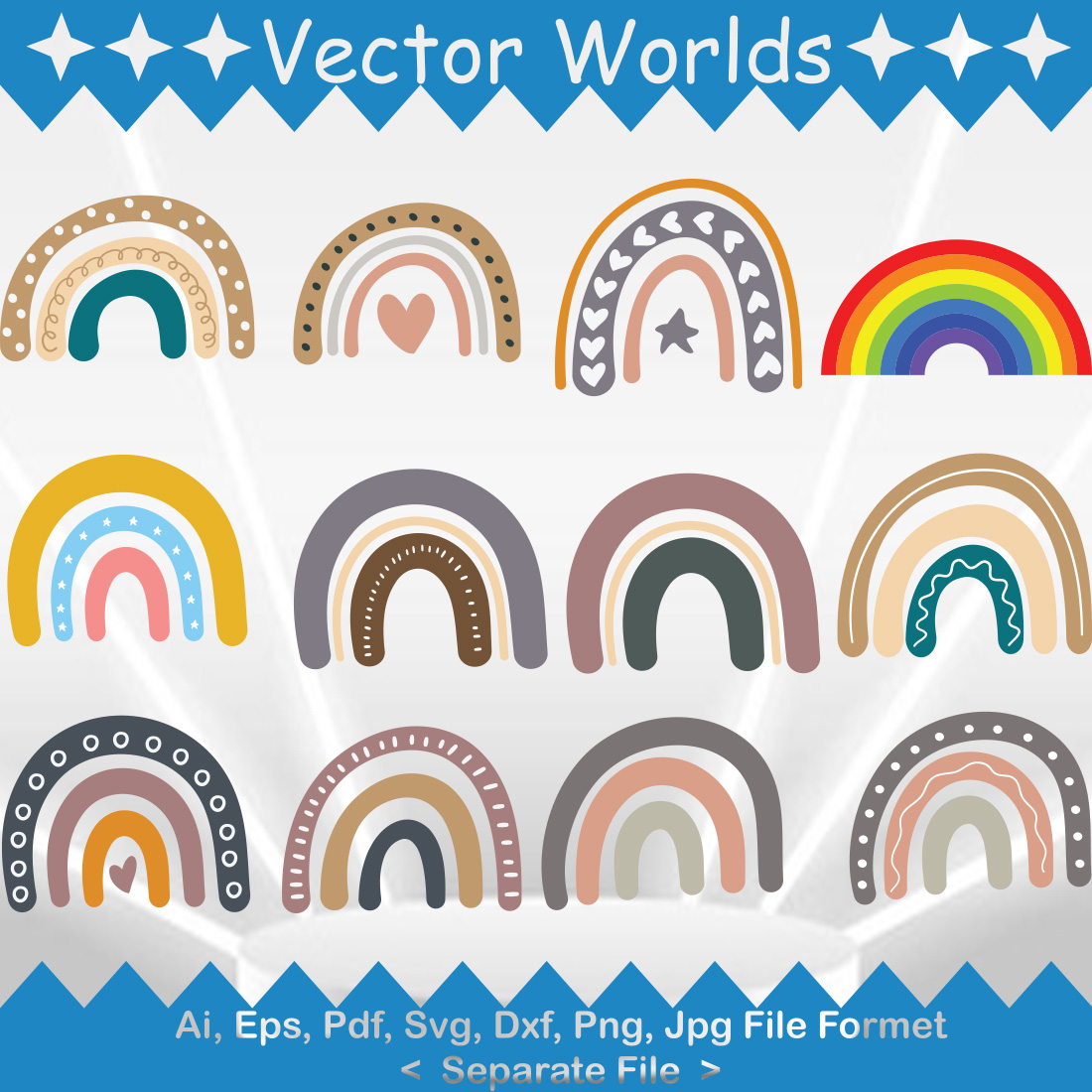 Rainbow SVG Vector Design preview image.