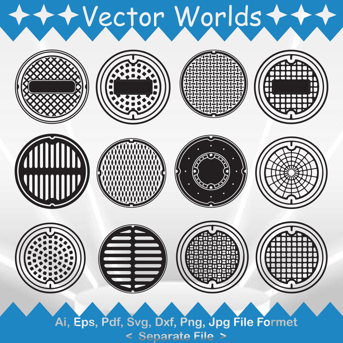 Street Manhole SVG Vector Design preview image.