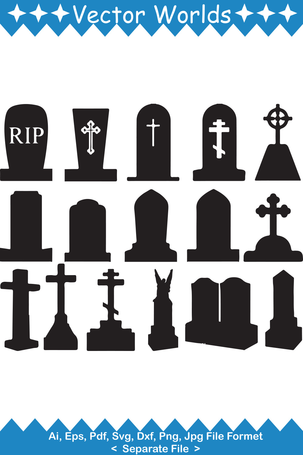 Tombstone SVG Vector Design pinterest preview image.