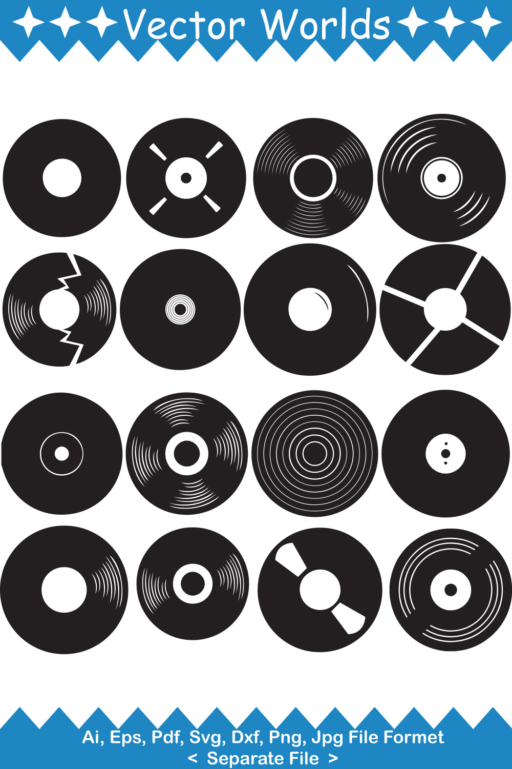 Vinyl Record SVG Vector Design pinterest preview image.