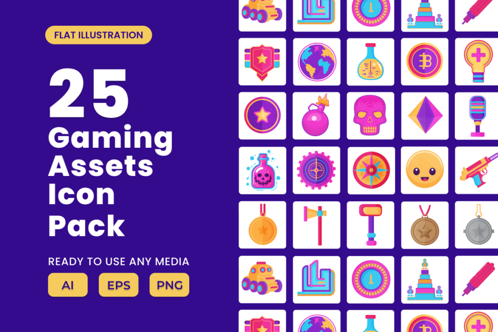 Gaming Asset 2D Icon Illustration Set Vol 2 - MasterBundles