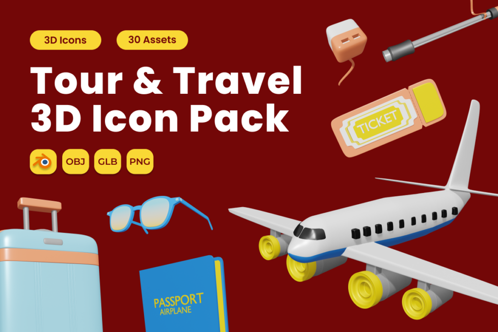 Tour and Travel 3D Icon Pack Vol 1 - MasterBundles