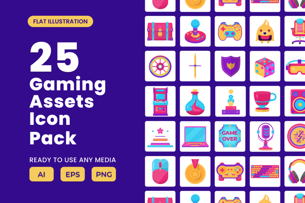 Gaming Asset 2D Icon Illustration Set Vol 1 - MasterBundles