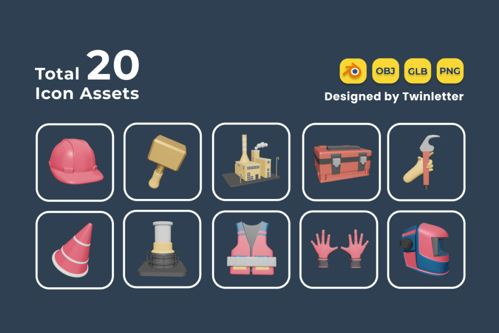 Labour Day 3D Icon Pack Vol 7 - MasterBundles