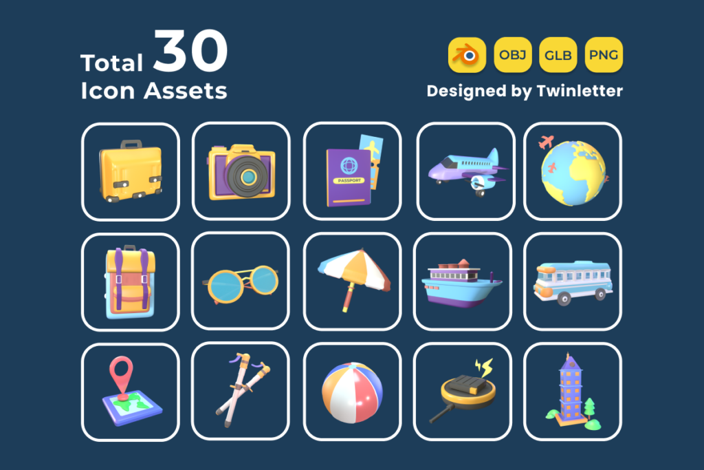 Tour and Travel 3D Icon Pack Vol 5 - MasterBundles