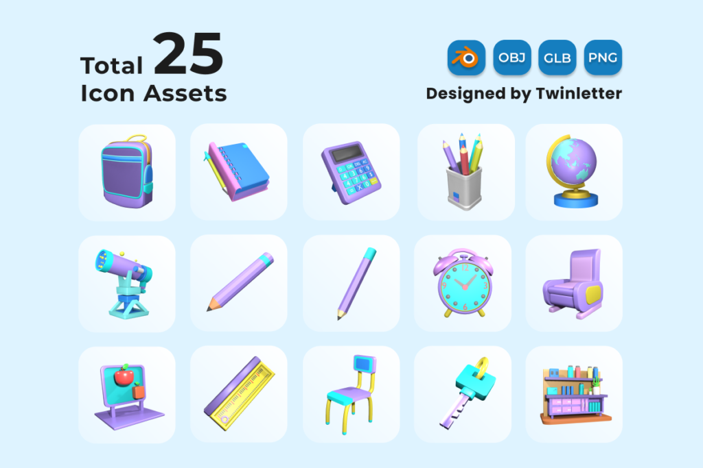 Back to School 3D Icon Pack Vol 3 - MasterBundles