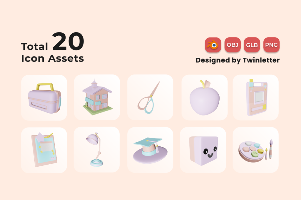 Back to School 3D Icon Pack Vol 2 - MasterBundles