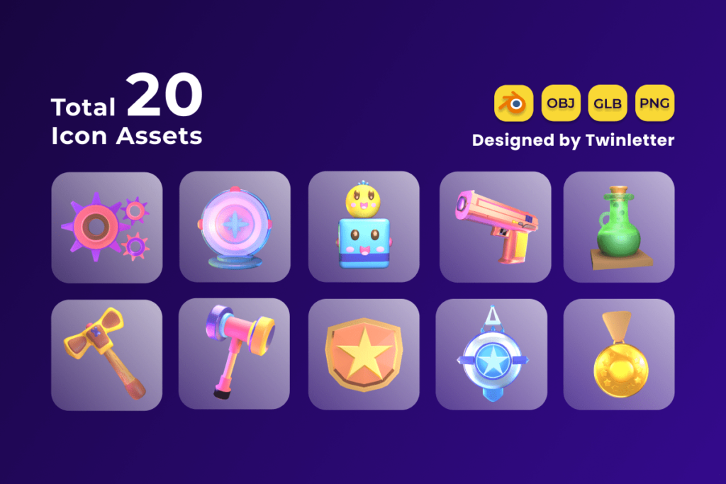 Gaming Asset 3D Icon Pack Vol 6 - MasterBundles