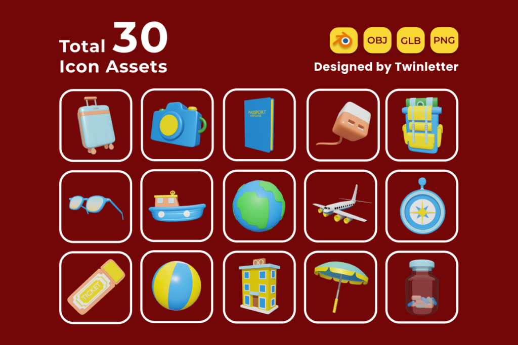 Tour and Travel 3D Icon Pack Vol 1 - MasterBundles