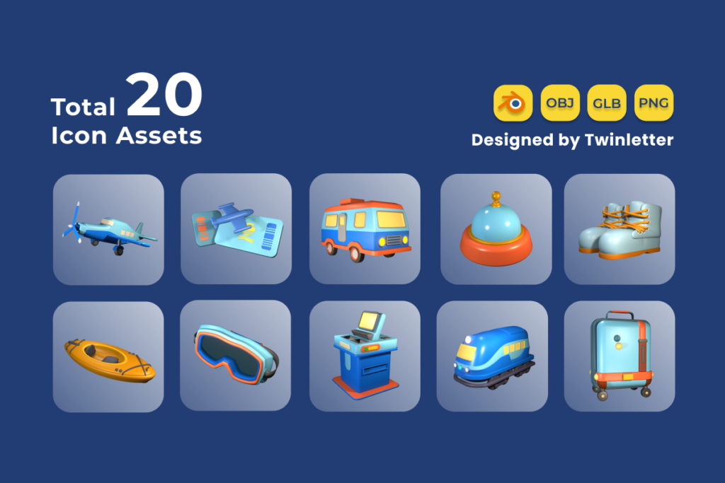 Tour and Travel 3D Icon Pack Vol 4 - MasterBundles