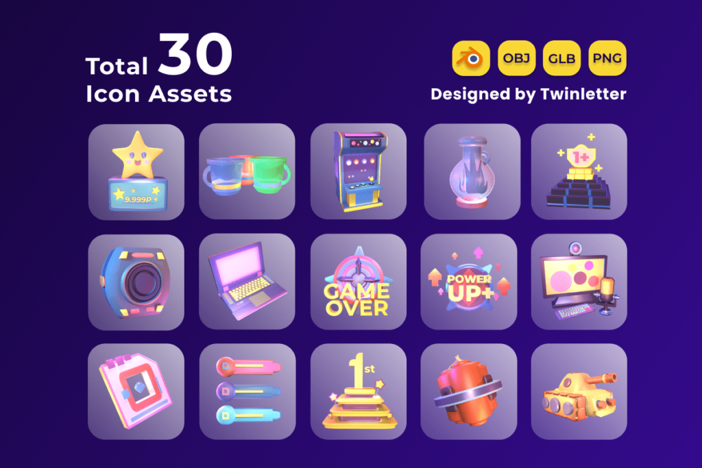 Gaming Asset 3D Icon Pack Vol 5 - MasterBundles