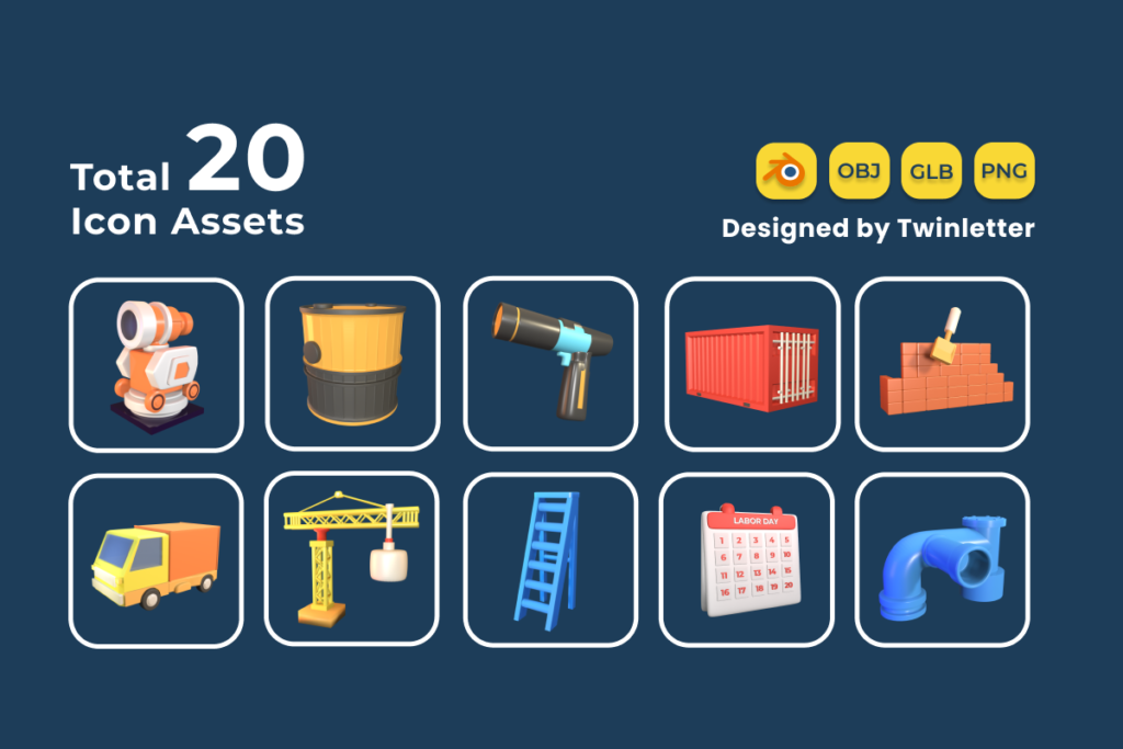 Labour Day 3D Icon Pack Vol 11 - MasterBundles
