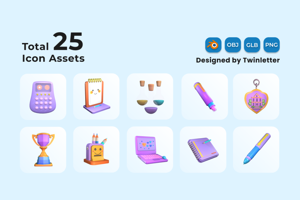 Back to School 3D Icon Pack Vol 3 - MasterBundles