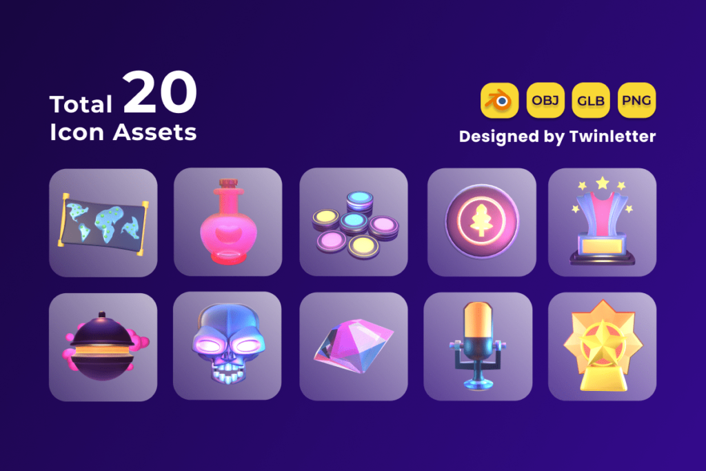 Gaming Asset 3D Icon Pack Vol 6 - MasterBundles