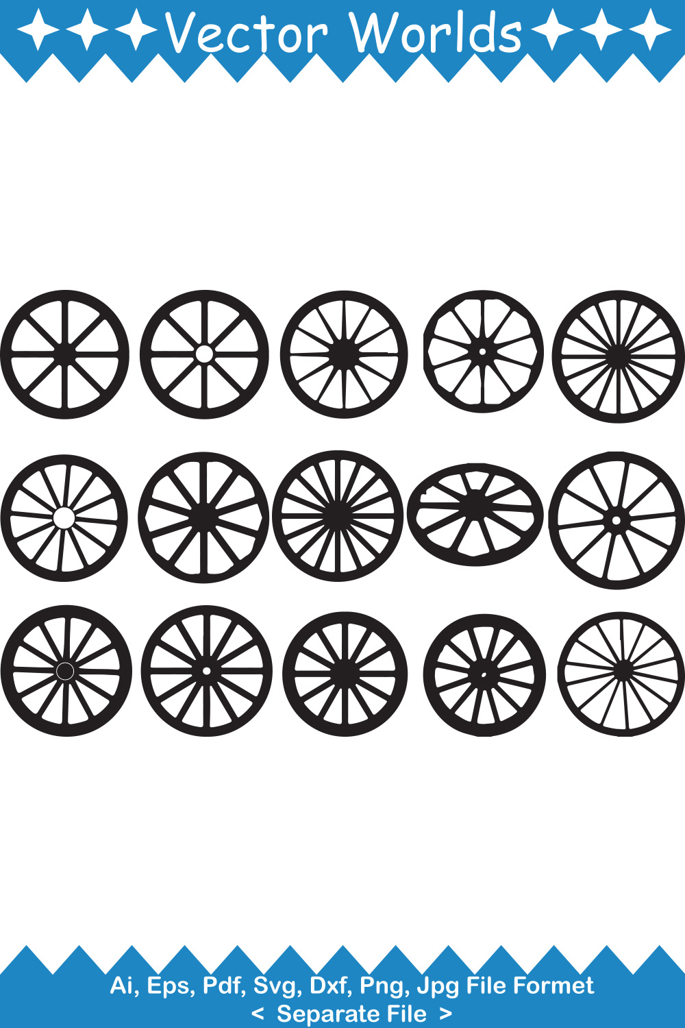 Wagon Wheel SVG Vector Design pinterest preview image.