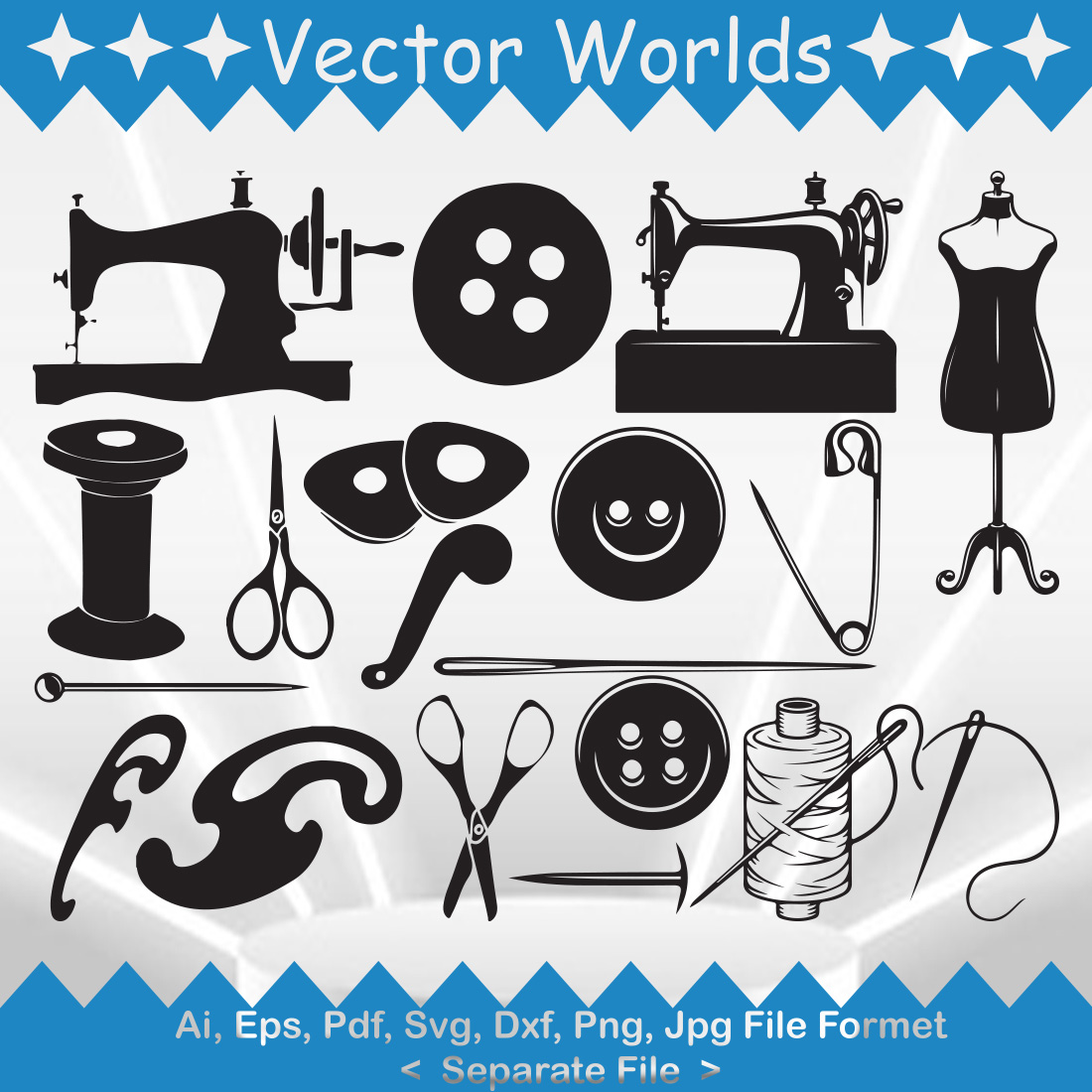 Tailoring Elements SVG Vector Design preview image.