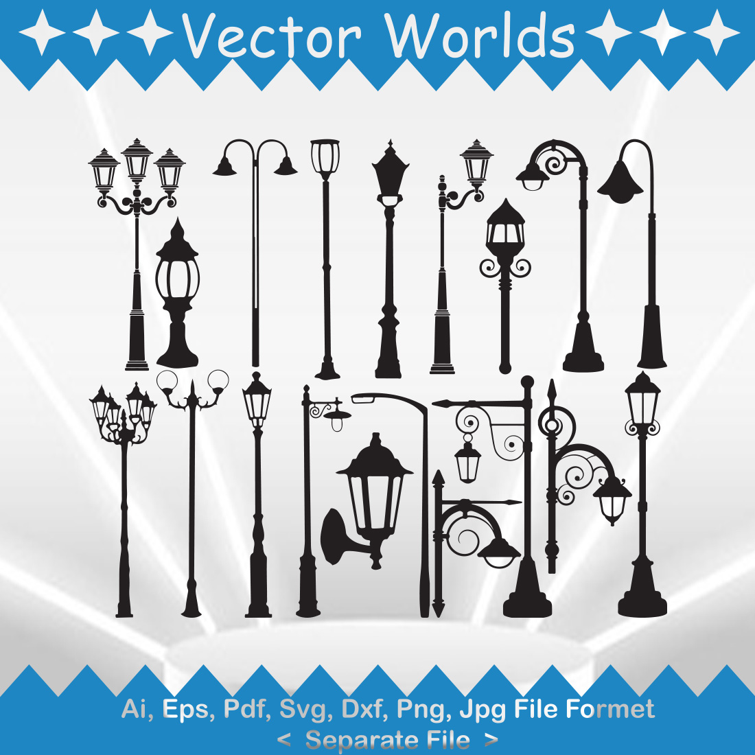 Street Lights SVG Vector Design preview image.