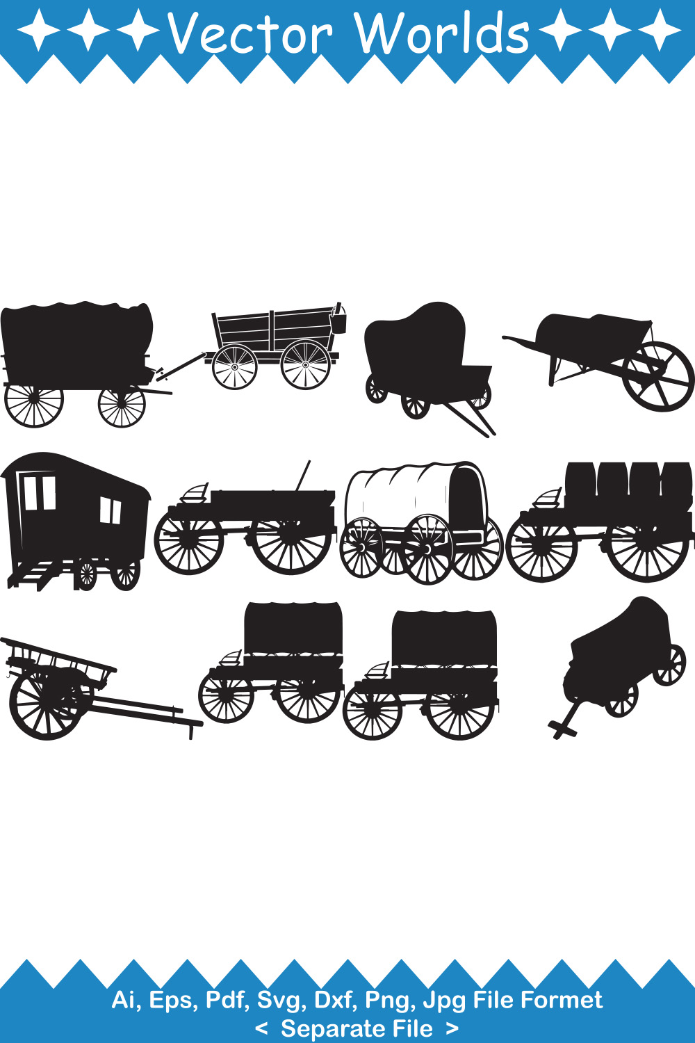 Wagon SVG Vector Design pinterest preview image.