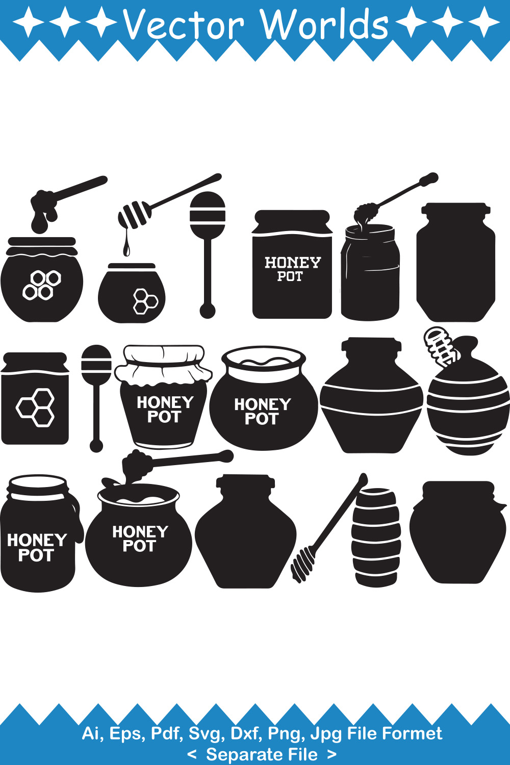 Wooden Honey Pot SVG Vector Design pinterest preview image.