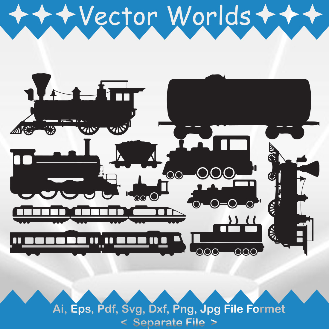 Vintage Train SVG Vector Design preview image.