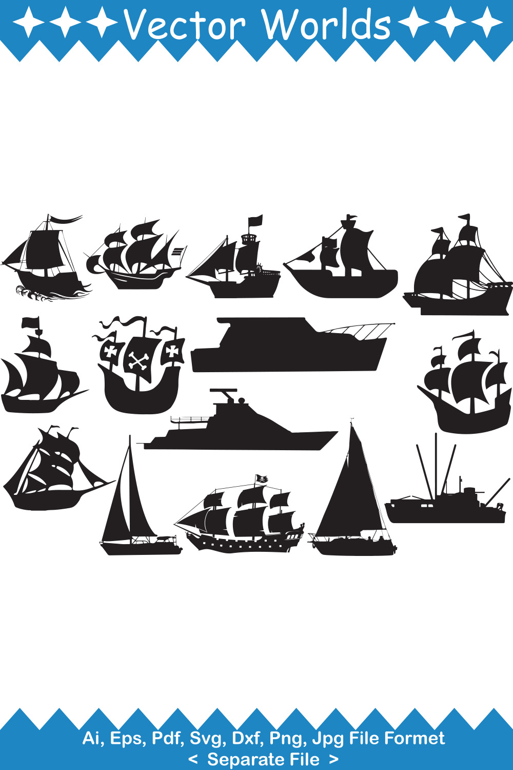 Sea Boats SVG Vector Design pinterest preview image.