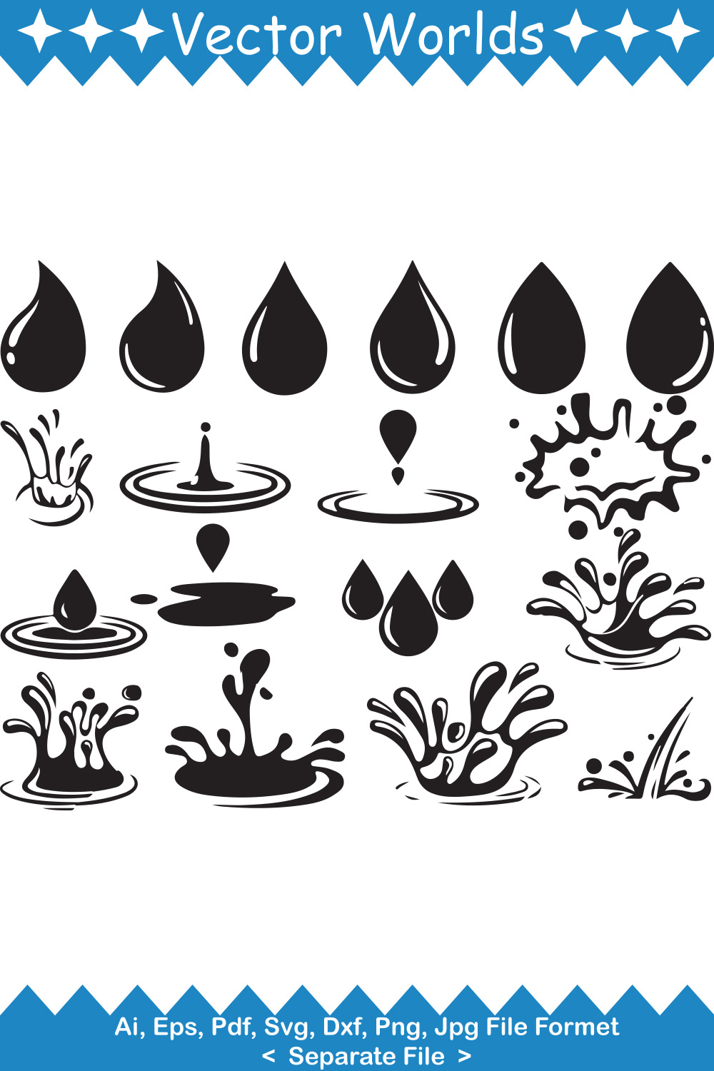 Water Droplets SVG Vector Design pinterest preview image.