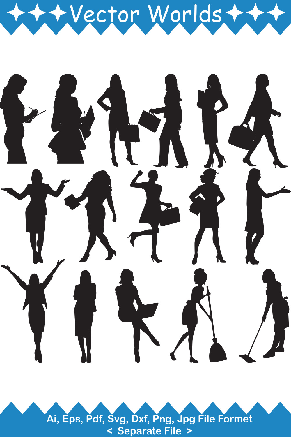 Working Woman SVG Vector Design pinterest preview image.