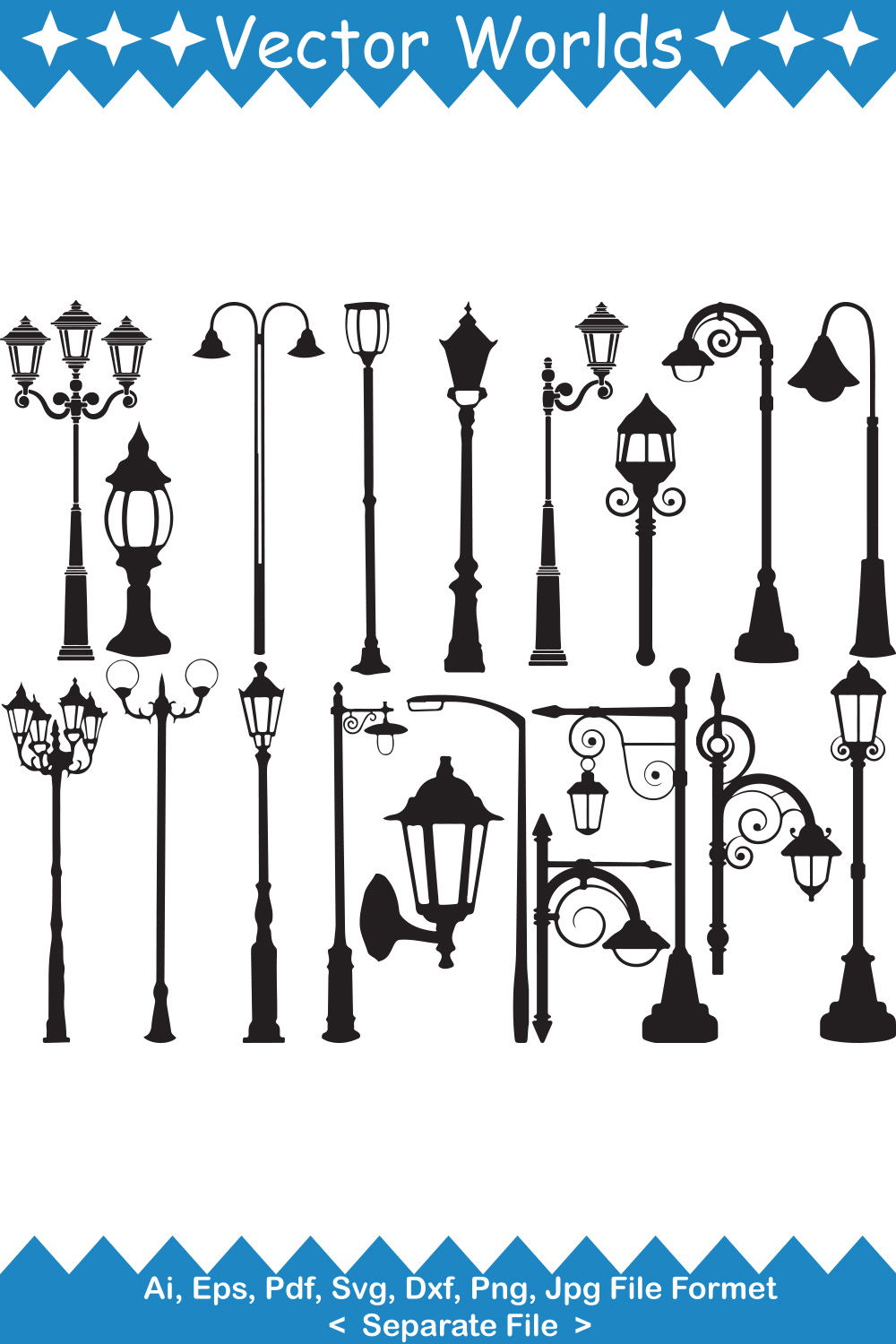 Street Lights SVG Vector Design pinterest preview image.