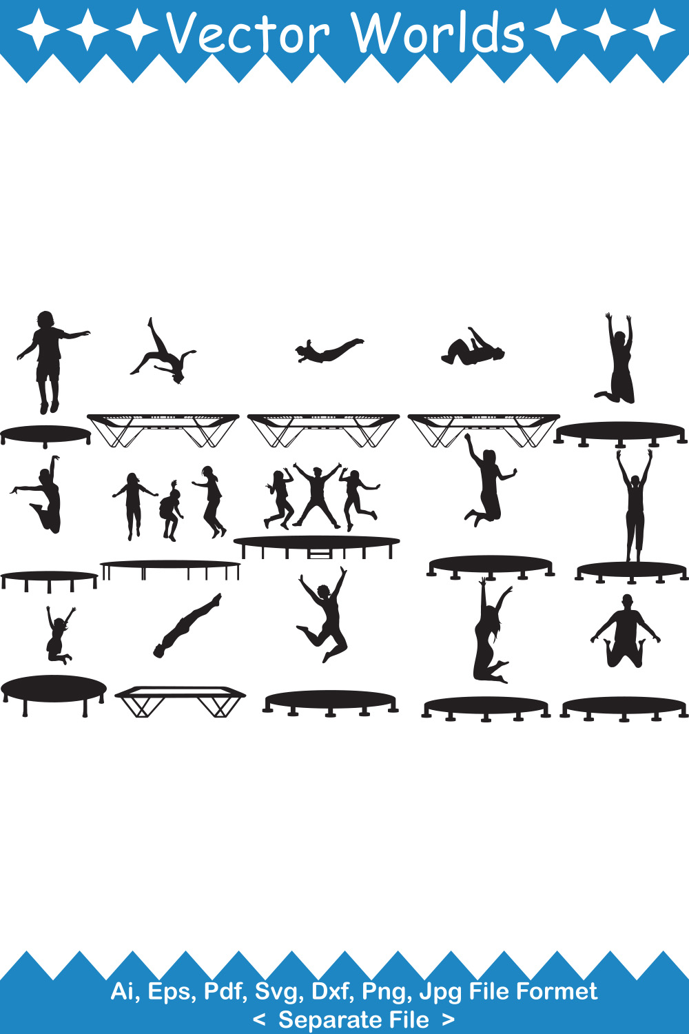 Trampoline SVG Vector Design pinterest preview image.