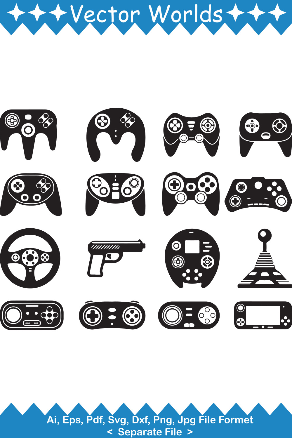 Video Games Controller SVG Vector Design pinterest preview image.